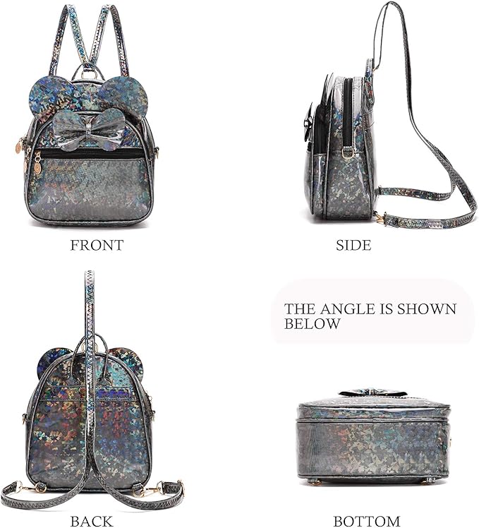 KL928 Girls Bowknot Polka Dot Cute Mini Backpack Small Daypacks Convertible Shoulder Bag Purse for Women