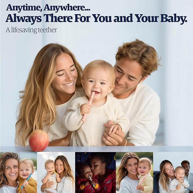 Babies Teether Teething Toys , Montessori Toy Teethers for 0-36 Months, Infant Sensory Relief Teething Stick Toys, Parent Baby Essentials, Baby Gift Teether – BPA‑Free, Food‑Grade Silicone 6 Pack