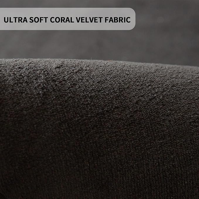 MAXYOYO Black Coral Velvet Area Rug, Thick Japanese Tatami Mat Living Room Carpet with Non-Slip Backing, Large Solid Color Mat for Bedroom Dormitory Yoga, 59 by 78 inch