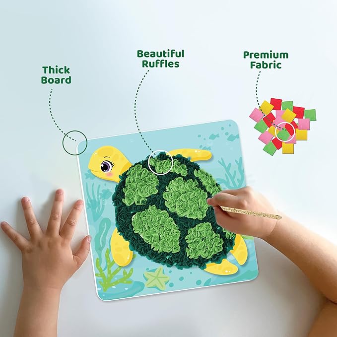 jackinthebox Poke Poke Art – Ocean Theme, Mess-Free Fabric Art and Craft, Flower Pressing Kits, Gift for Kids, Toys for Girls and Boys Ages 4 5 6 7 8