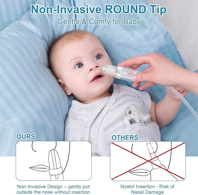 Patented Nasal Aspirator for Baby and Toddler, Hand Pump Nose Sucker with Rounded Non-Invasive Nozzle, Quiet Suction Relieves Congestion and Stuffy Boogers, Safe for Infant, Co-Branded with CHIBOJI