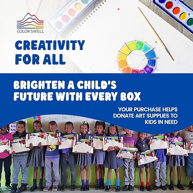 Color Swell Bulk Watercolor Paint 10 Pack with Wood Brushes 8 Washable Water Colors for Kids, Classrooms, Parties, All Ages