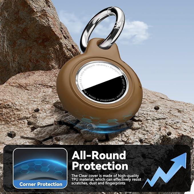 Upgrade Waterproof Airtags Holder with Apple Airtags Keychain, Hard PC Air Tag Case, Anti-Scratch & Shock Air tag Holder,Men's Women's Keyrings & Keychains, for Dog,Car Key,Luggage -Brown