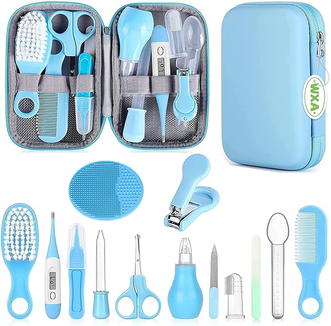 Baby Grooming Kit, Infant Safety Care Set with Hair Brush Comb Nail Clipper Nasal Aspirator,Baby Essentials Kit for Newborn Girls Boys