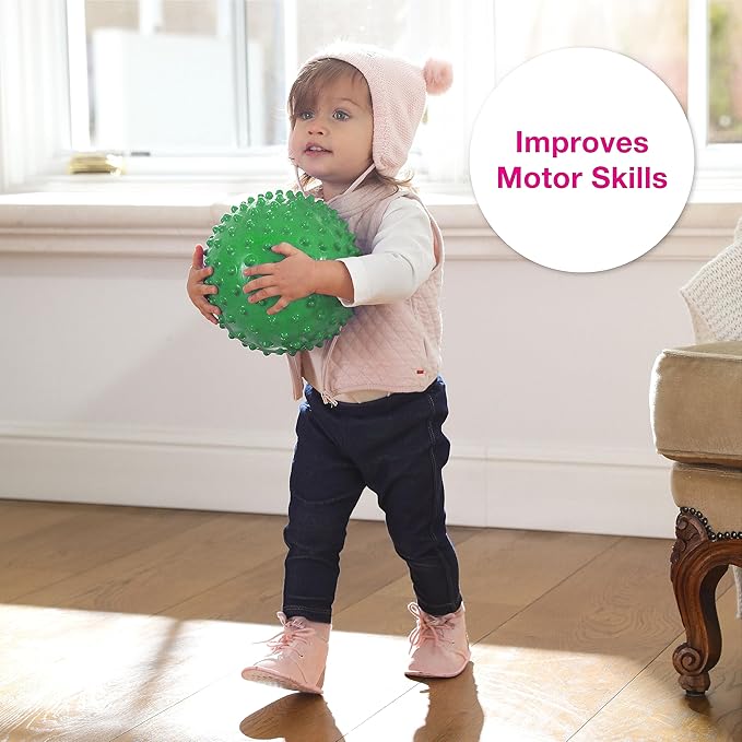 Edushape Original Sensory Ball - 7" Deflated Green Color Baby Ball Enhances Gross Motor Skills for Kids 6 Months & Up