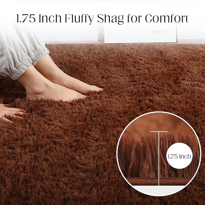 Luxury Area Rug, 6x9 Rugs for Living Room, Ultra Soft Rugs for Bedroom, Non-Slip Indoor Carpet for Nursery, Kids Room, Playroom, Home Decor, Brown