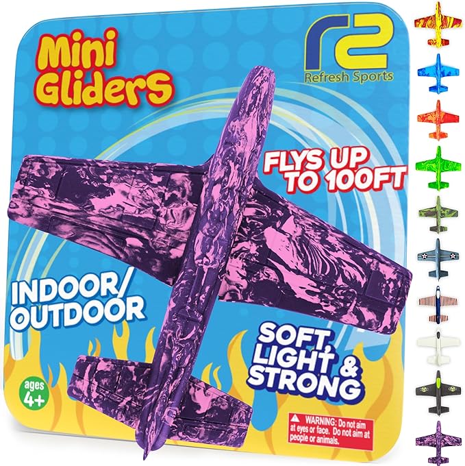 Foam Airplanes for Kids - Best Girl Toys Age 4 & Up - Engaging Toy for 7 Year Old Girl Birthday Gifts - Stocking Stuffers for Girls All Ages - Fun Sports Toy & Party Favors & Outdoor Toys Age 6-8
