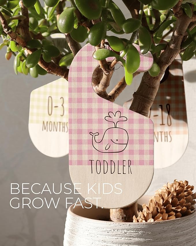 Baby Clothes Organizer - Pink Baby Closet Dividers for Nursery Decor, Storage & Organization - 8 Size Closet Dividers for Hanging Clothes, Gender Neutral Nursery Must-Haves & Accessories