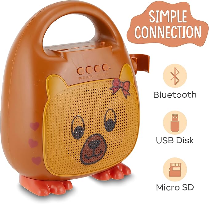 Singimals Kids Karaoke Speaker with Microphone - Unleash Your Child's Inner Superstar, Bluetooth v5.1, 12H Playtime, 5W Speaker, Multicolor LED Lighting, Theo The Bear