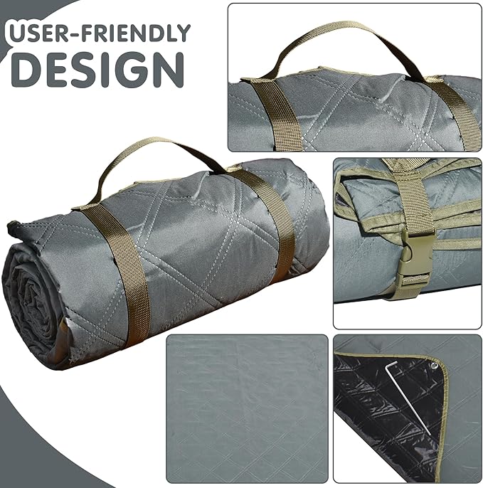 Waterproof Picnic Blanket 80 * 60 in Portable with Carry Strap for Beach Mat or Family Outdoor Camping Party, Park Blanket for Grass Park, Hiking, Travel