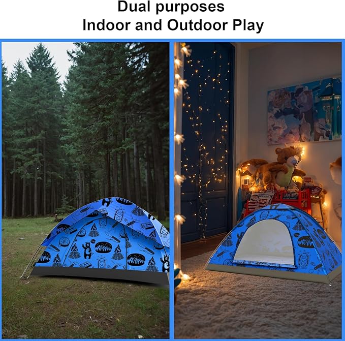KidzAdventure 2 in 1 Indoor/Outdoor Tent for Kids, Small 1 or 2 Toddler/Kids Tent, Backpacking, Lightweight and Easy Pop up, Ideal for Backyard, Outside Camping, or Play Fort