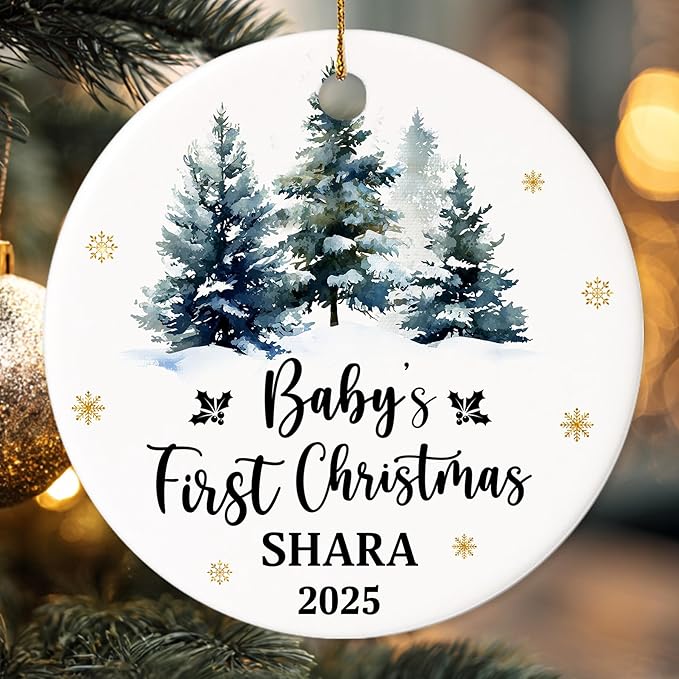 Personalized Baby First Christmas Ornament 2025 - Custom Newborn Keepsake - Sweet Gift for New Parents Mom Dad - Sweet Baby, Boy, Girls, Mom, Dad Holiday Celebration