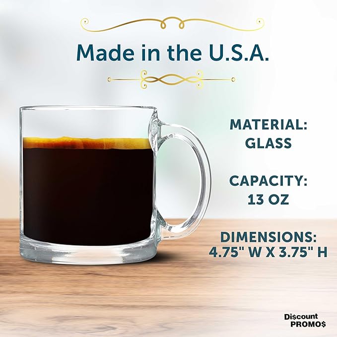 Libbey Clear Glass Coffee Mugs 13 oz. Set of 10, Bulk Pack - Perfect for Coffee, Tea, Espresso, Hot Cocoa, Other Beverages - Clear Bottom