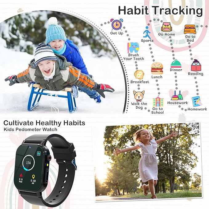 Kids Watch Boys with 32 Games Toys for Ages 5-12 Smart Watch for Kids with HD Touch Screen Video Camera Music Player Pedometer Learn Cards Audiobook, 10 9 8 7 6 5 Year Old Boys Birthday Gifts