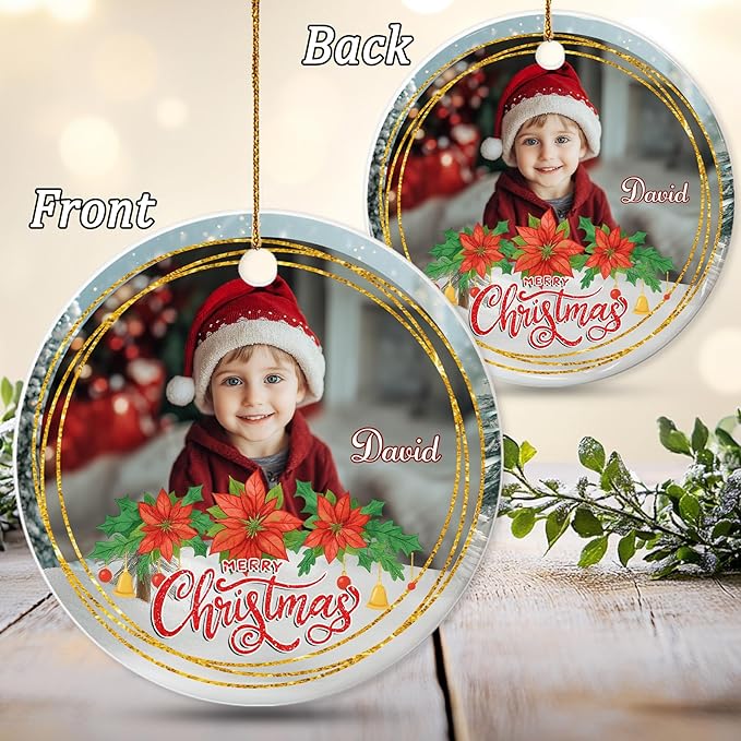 Personalized Baby Christmas Ornament 2025 - Custom Photo Ornament for New Babies - Sweet New Parents, Mom, Dad Keepsake - Christmas, Birthday Gift for Newborn, Boy, Girls, Mom, Dad, Family
