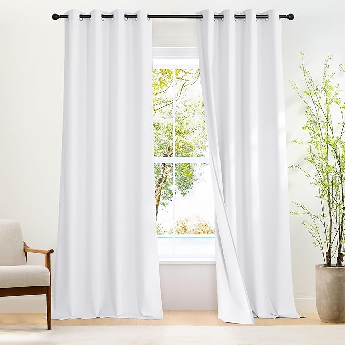 NICETOWN 100% Blackout 108 inch Curtains, Grommet Thermal Insulated Window Treatments Light Blocking Drapes for Bedroom/Living Room, W52 x L108, 2 Panels