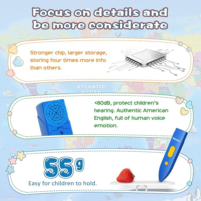 Bilingual Interactive for Kids Talking USA Map Alphabet Poster for Toddlers Learning and Educational Toys,Talking Educational Chart for Ages 3 to 12 Years Old,Learning ABC Letters for Preschool/Gift