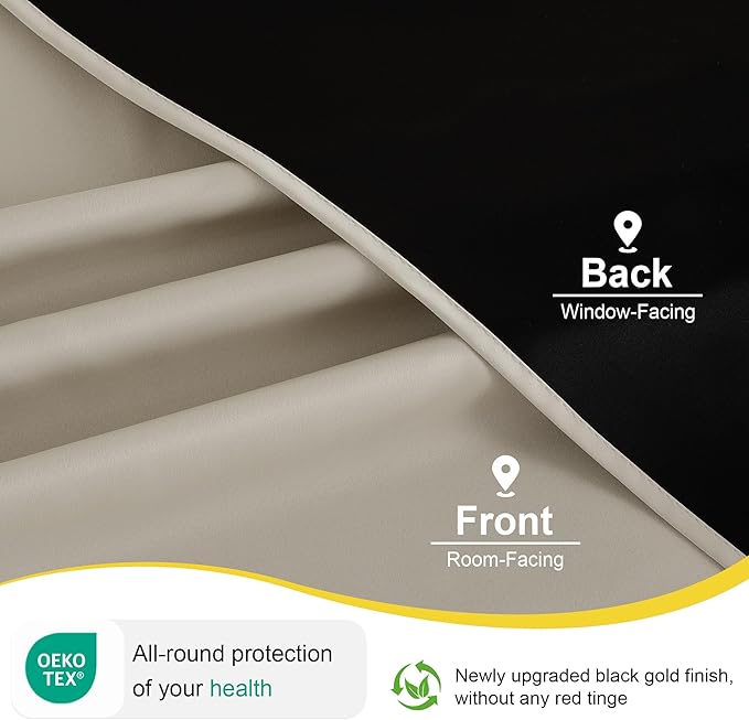 NICETOWN Blackout Curtains for Bedroom, Grommet Privacy 100% Blackout 96 inches Length Thermal Insulated Curtains for Living Room, 2 Panels, 52W x 96L, Natural