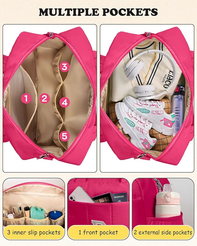 Dance Bag, Kid Weekender Bags，Teen Girl Gifts Trendy Stuff-Girl Overnight Bag with Wet Pocket，Lightweight Travel Tote Personalized Cheer Bags with Makeup Pouch