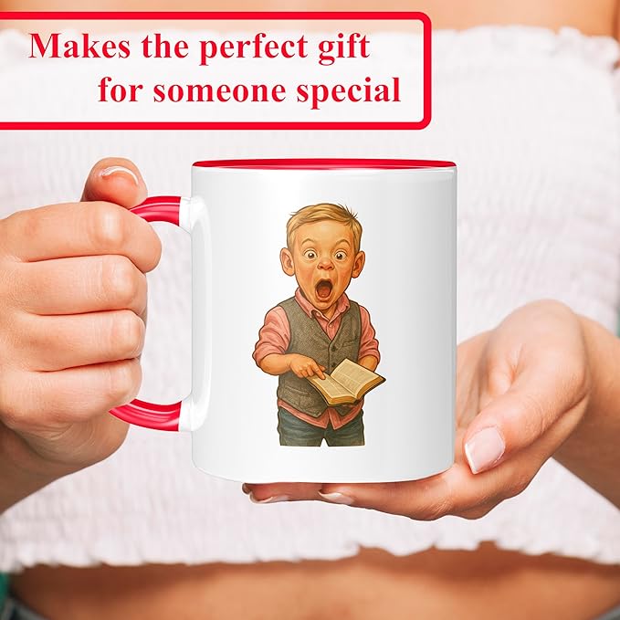 Personalized Coffee Mug, Custom Photo Caricature Gift, Funny Customized Coffee Gift for Men & Women, Custom Mugs with Pictures, Red 11oz Customized Ceramic Tea Cup