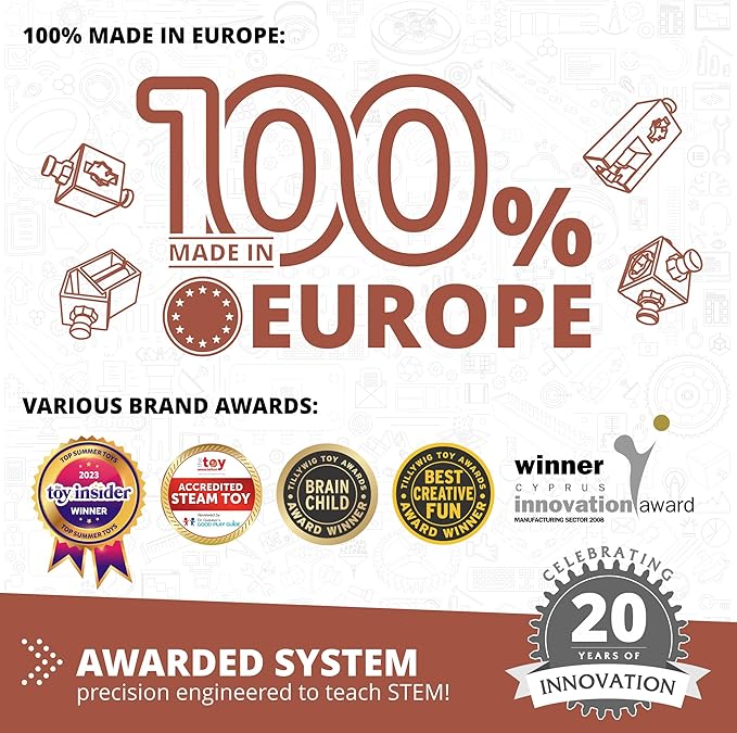 Engino STEM Toys, Pulley Drives Building Toys for Kids 9+, Educational Set, Creative Gift for Boys & Girls, STEM Engineering Kit, Play & Learn (8 Building Model Options)