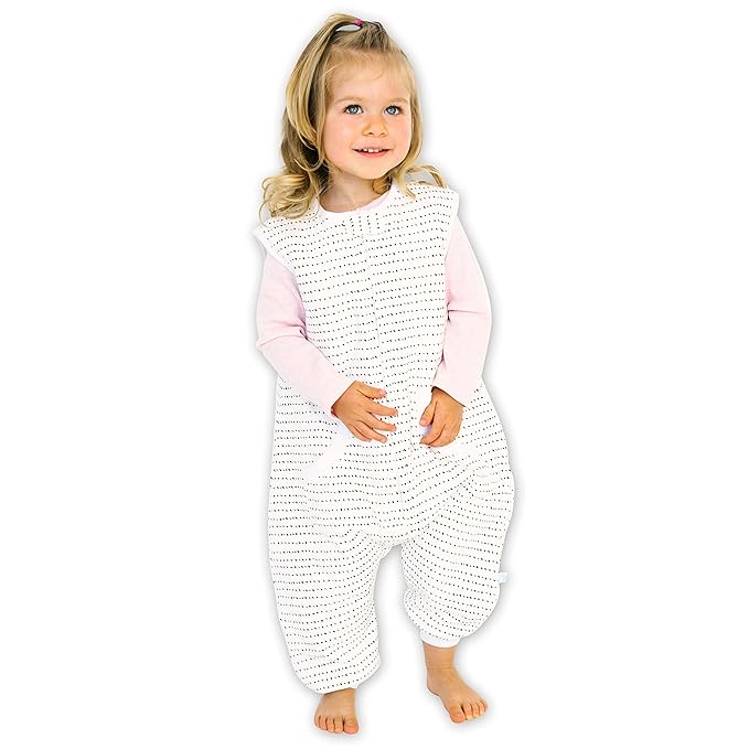 Tealbee Dreamsuit: Toddler Sleep Sack with Feet 2T 3T - 1.5 TOG Winter Baby Wearable Blanket for Walkers - Rayon made from Bamboo, Organic Cotton Sleep Bag - Brushed Dots