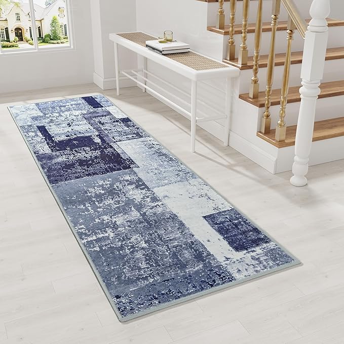 LOCHAS Washable Runner Rugs for Hallway, 2x6 Non Sip Soft Rug for Bedroom Entryway Kitchen Laundry Room, Long Abstract Carpet for Indoor Floor Bedside, Geometric Vintage Home Decor, Pet & kid Friendly