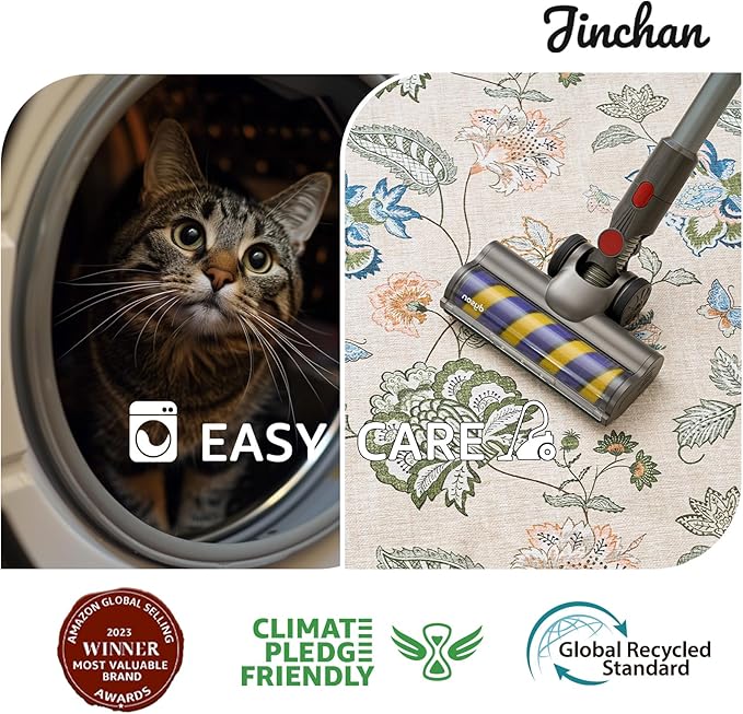 jinchan Floral Corner Rug for Kitchen Washable Nursery Rug Vintage Romance Design Non Slip Quarter Circle Lightweight Low-Pile Throw Carpet for Playroom Reading Nook Office, 5ft Radius, Green/Beige