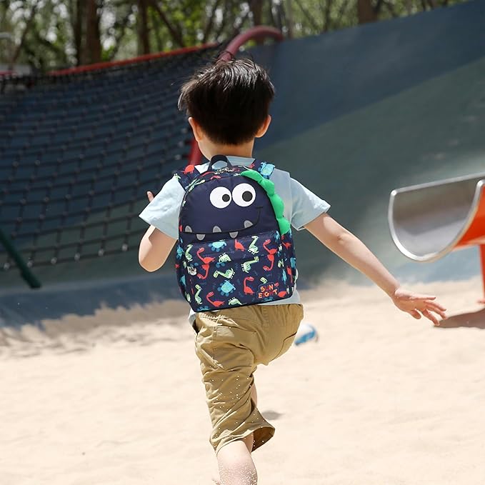 SUN EIGHT Preschool Toddler Kids Backpack Small 3D Cartoon Dinosaur Lunch Daycare School Bookbag Animal Travel Bags for Boy For 2-5 Years old（Cute Dinosaur）