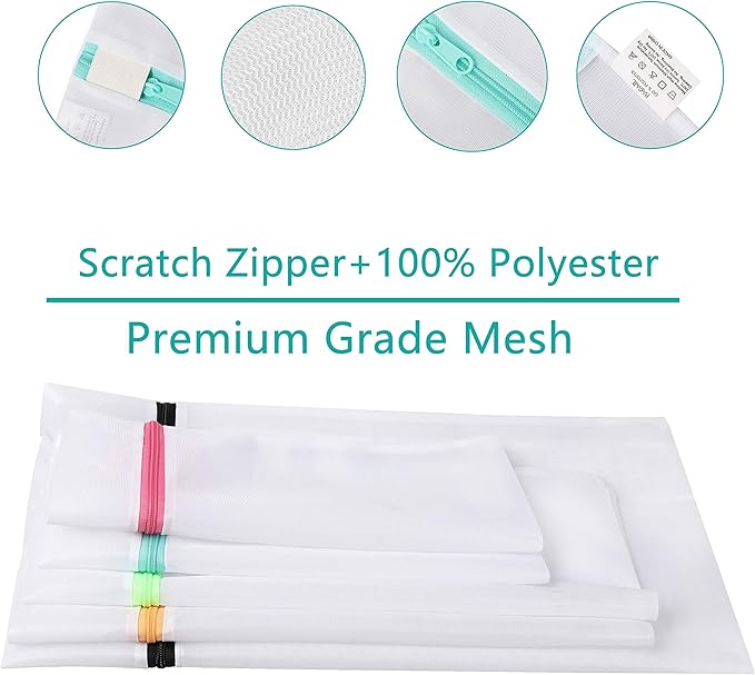 BAGAIL Laundry Bags Mesh Wash Bag for Intimates Lingerie and Delicates,7Pcs(1XL,2L,2M,2 Bra Bags)