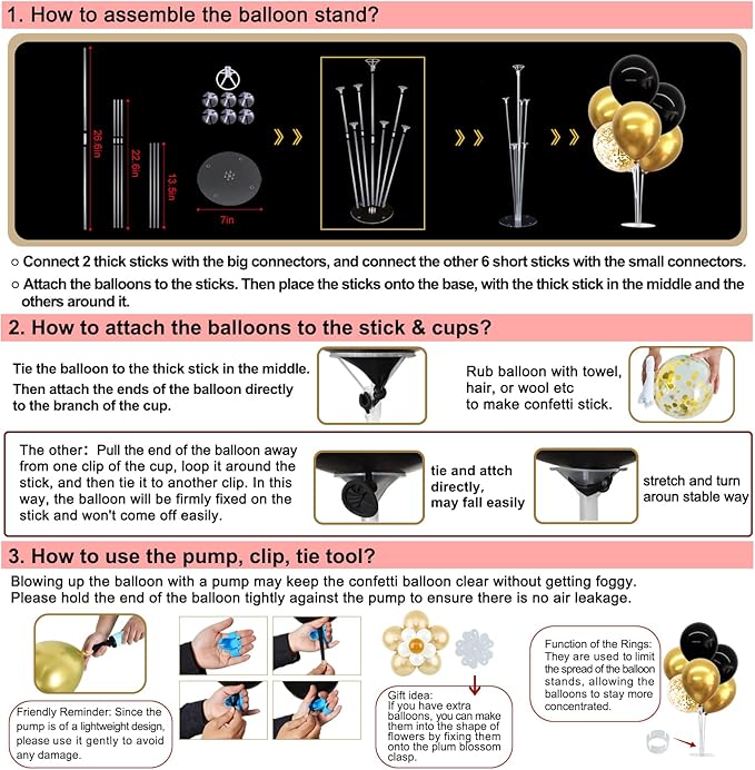 TONIFUL 4 Set Halloween Balloons Black Orange Confetti White Balloon Stand Centerpiece Table Decorations for Halloween,Celebration Party Bar,Anniversary,Graduation Decoration 2025