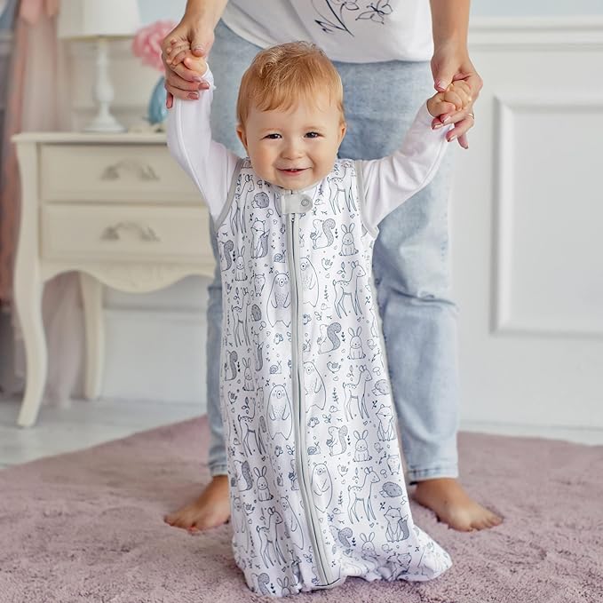 Mama Cheetah Baby Sleep Sack 0.5 TOG, Organic Cotton Baby Wearable Blanket with Two-Way Zipper, Swaddle Transition Baby Sleeping Bag for Newborn Infant Toddler Boy Girl, 0-6 Months