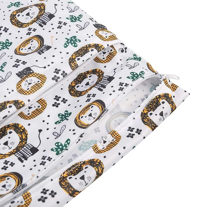 ALVABABY 2pcs Cloth Diaper Wet Dry Bags Waterproof Reusable with Two Zippered Pockets Travel Beach Pool Daycare Soiled Baby Items Yoga Gym Bag for Swimsuits or Wet Clothes LX-H358359