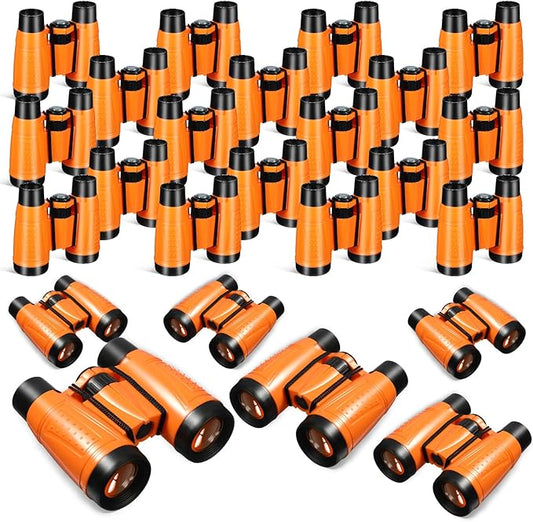 Libima 24 Pcs Binoculars for Kids Educational Compact Kids Binoculars with Neck String Toddler Telescope for Boys Girls Learning Bird Watching Camping Hiking Travel Safaris Birthday Gifts(Orange)