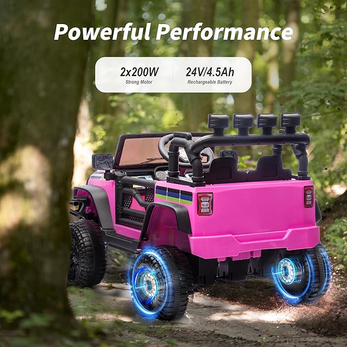 24V Kids Ride on Toy, Kids Electric Vehicles Car Ride on Car Truck for Toddlers with Remote Control, 2x200W Motor - Pink