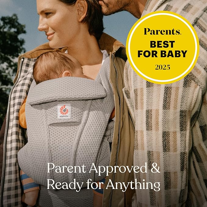 Ergobaby Omni Deluxe Baby Carrier Newborn to Toddler - Breathable Baby Carriers for Summer - All-Position Carrier with Enhanced Lumbar Support & Airflow (7-45 Pounds), Mesh, Soft Olive