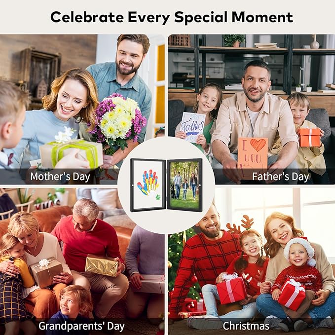 Family Handprint Kit, DIY Craft Keepsake Photo Frame, Hand Print Ornament Kits, Family Gifts for New Parents & Mom & Baby, Grandparents, Couples, Father's Day, Mother's Day, Anniversary