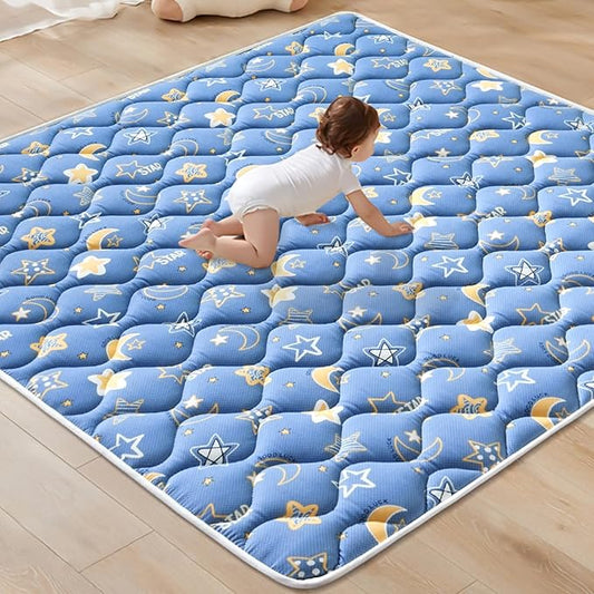 Odorless Premium Foam Baby Play Mat 47" x 47", Soft Microfiber Fabric Crawling Mat for Floor- Comfortable and Hypoallergenic, Non-Slip Cushioned Floor Playpen mat for Infants,Babies,Toddlers