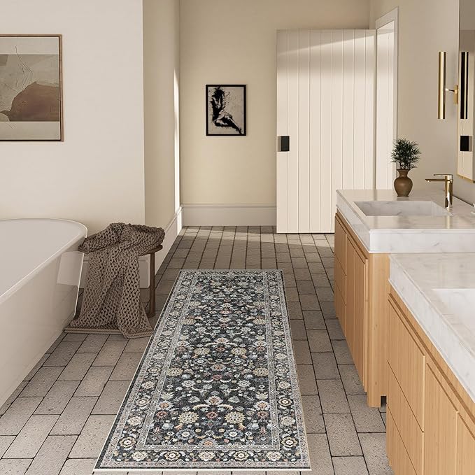 Washable Runners for Hallways Kitchen Rug: 2'x10' Runner Rugs Stain Resistant Non Slip Low Pile Boho Carpet Runners for Hallways Bedroom Entryway Indoor Beside Bathroom Laundry Room
