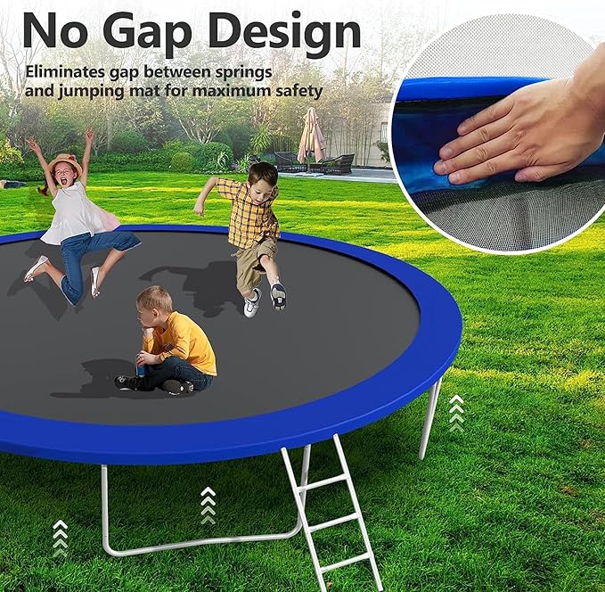 Upgraded Trampoline 8FT/10FT/12FT/14FT With Basketball Hoop, Light, Sprinkler, Stakes - Outdoor Backyard for 4-6 Kids and Adults