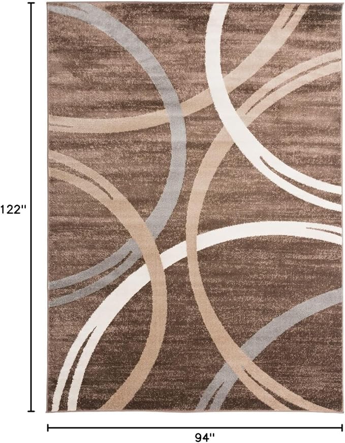 Rugshop Modern Wavy Circles Design Area Rug 7' 10" x 10'2" Brown