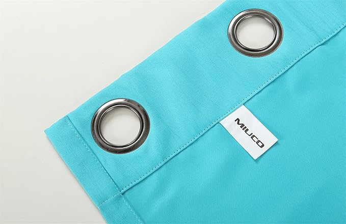 MIUCO Blackout Curtains Room Darkening Curtains Textured Grommet Window Curtains for Bedroom 2 Panels 52x63 Inch Long Turquoise