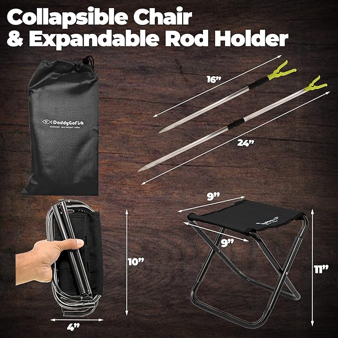 DaddyGoFish Kids Fishing Pole - Rod Reel Combo Tackle Box Starter Set - First Year Small Gear Kit for Boys Girls Toddler Youth Age Beginner Little Children