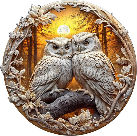 Wooden Puzzles for Adults - Couple Owl Wooden Jigsaw Puzzle - Unique Animal Shaped Wood Puzzles Adult - Creative Birthday Gift Family Game 100pcs
