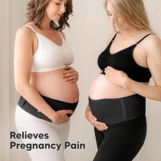 KeaBabies Maternity Belly Bands for Pregnant Women - Soft & Breathable Pregnancy Belly Support Band, Adjustable Maternity Belt for Back, Pelvic Support, Comfortable, Easy to Use (Midnight Black, M/L)