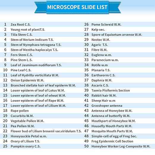 100Pcs Prepared Microscope Slides Set Professional Specimens for Kids Student Homeschool Use