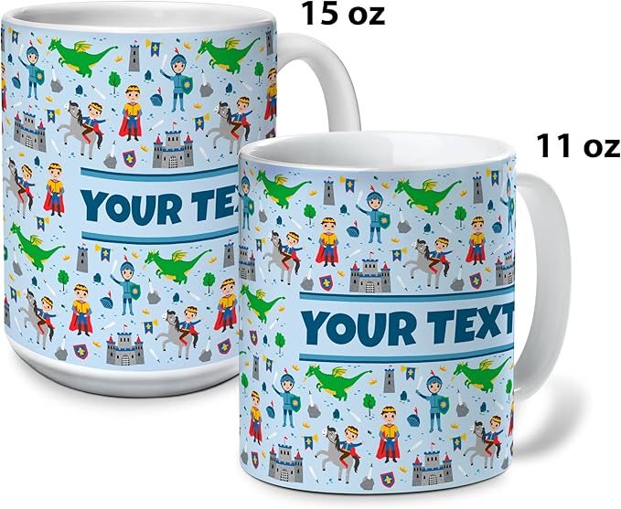 Personalized Mug for Kids - Princes - Custom Name/Text, Ceramic Hot Chocolate/Cocoa/Coffee Cup for Boys, Birthday/Christmas/Holiday Gift - 15 oz, Navy Blue Handle