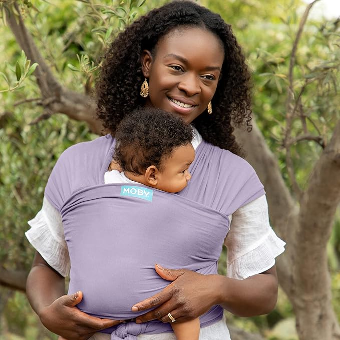 Moby Baby Wrap Carrier Classic for Newborns to Toddlers (8-33lbs), Infant Sling Carrier, Lightweight & Hands Free Design, Adjustable for All Body Types (Amethyst)