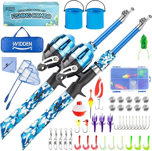Kids Fishing Pole, Portable Telescopic Kids Fishing Poles for Boys and Girls, Fishing Rod and Reel Combo Kit with Tackle Box, and Fishing Net, Best Fishing Pole for Toddler Youth