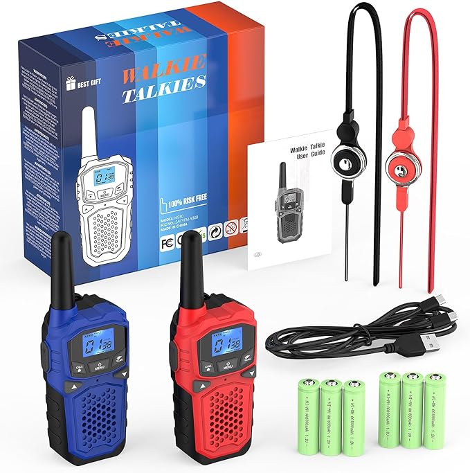 Walkie Talkies for Adults- WokTok Long Range Two Way Radio for Camping Hiking Hand Held Hiking Accessories Camping Gear Xmas Birthday Gift for Kids,SOS Siren,NOAA Weather Alert,2 Radios